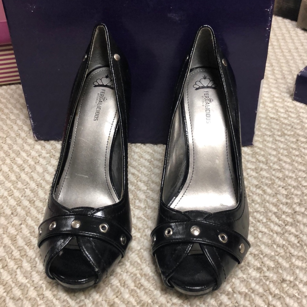 Feraglicious Peep Toe Black Heels